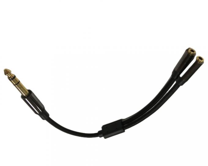 1 / 4 pouces casque séparateur câble assemblage 2 Femme à 1 mâle câble audio 0