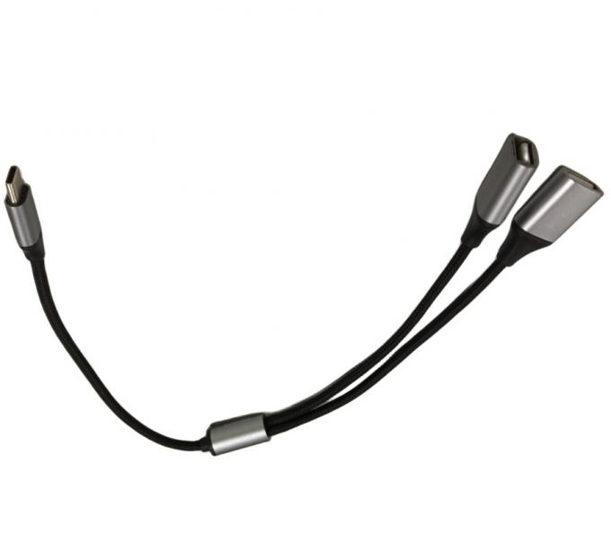 Assemblage de câbles de 3 m 1 type C à 2 USB 2 en 1 câble USB 0