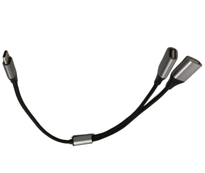Assemblage de câbles de 3 m 1 type C à 2 USB 2 en 1 câble USB 2
