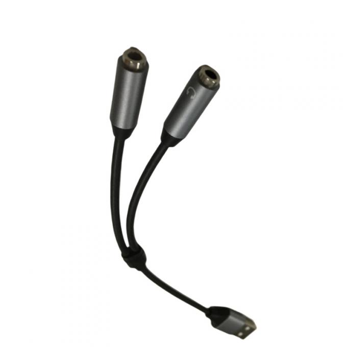 Le câble électronique d'un câble USB à deux 3.5mm adaptateur jack d'écouteur 1