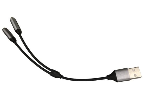 Le câble électronique d'un câble USB à deux 3.5mm adaptateur jack d'écouteur